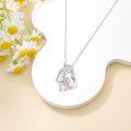 wholesale 925 Sterling Silver Lab-Grown Cubic Zirconia Mother & Daughter Heart Pendant Necklace-0-2