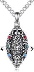 wholesale 925 Sterling Silver Multi-Color Gemstone Pendant Necklace with Religious Figures and Swirl Design for Men Women-0-0