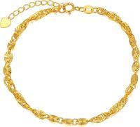 wholesale 18K Gold Twisted Chain Heart Charm Anklet for Women 2MM Beach s-18k gold diamond-cut Link bracelet