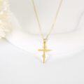 wholesale 14K Yellow Gold Solid Faith Hope Love Cross Pendant Necklace for Women, Hypoallergenic Nickel-Free, Elegant Gift for Wife Mother Bridesmaid-0-2
