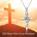 wholesale Sterling Silver Turquoise Moonstone Moss Agate Larimar Cross Necklace for Women-0-14