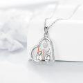 wholesale 925 Sterling Silver Heart-Shaped Snowmen Pendant with Crystal Accents and Snowflake Charm - Christmas  for Women-0-2