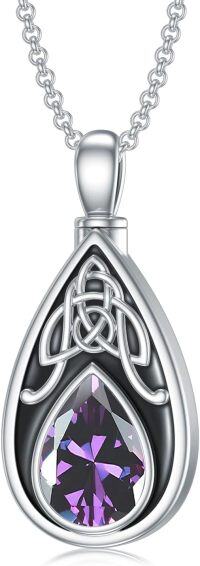 wholesale 925 Sterling Silver Birthstone Celtic Knot Teardrop Urn Necklace for Ashes-06-June