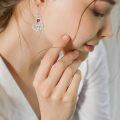 wholesale 925 Sterling Silver Heart Ox Earrings Wholesale With Red Gemstones-0-2