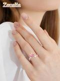 wholesale Rose Gold 925 Sterling Silver Pink Sapphire & White Opal Rabbit Ear Adjustable Ring for Women-0-4