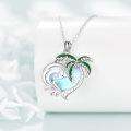 wholesale 925 Sterling Silver Moonstone Wave & Palm Tree Heart Pendant Necklace-0-2