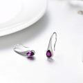 wholesale 925 Sterling Silver Teardrop Purple Crystal Drop Earrings White Gold Plated For Women-0-1