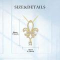 wholesale Gold Fleur-de-Lis Design with Cubic Zirconia Stones on 925 Sterling Silver Chain - Elegant Jewelry for Women-0-2