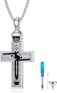 wholesale Sterling Silver Hockey Urn Necklace for Ashes with Keepsake Compartment, Adjustable Chain, Gift Box-Hockey