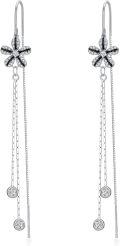 wholesale 925 Sterling Silver CZ Flower and Butterfly Drop Threader Earrings - Elegant Jewelry for Women-0-0