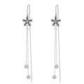 wholesale 925 Sterling Silver CZ Flower and Butterfly Drop Threader Earrings - Elegant Jewelry for Women-0-0