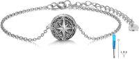 wholesale 925 Sterling Silver Compass Urn Bracelet with Funnel and Spatula - Memorial Jewelry for Ashes Cremation Keepsakes-Compass Urn Bracelet