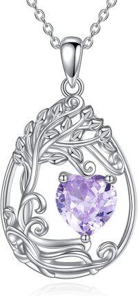 wholesale Sterling Silver Tree of Life Teardrop Pendant Gemstone Necklace-06-Jun-Alexandrite