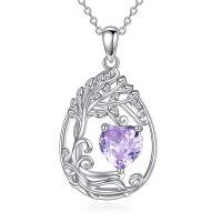 wholesale 925 Sterling Silver Heart Pendant Necklace Wholesale Gold Plated-06-Jun-Alexandrite