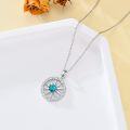 wholesale 925 Sterling Silver with Turquoise and Cubic Zirconia Starfish Design Pendant Necklace for Women-0-3