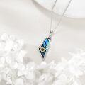wholesale 925 Sterling Silver Abalone Shell Star of David Israel Map Pendant Necklace-0-5