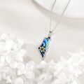 wholesale 925 Sterling Silver Abalone Shell Star of David Israel Map Pendant Necklace-0-5