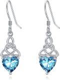 wholesale 925 Sterling Silver Heart Birthstone Celtic Knot Dangle Leverback Earrings-0-107