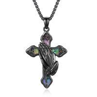 wholesale 925 Sterling Silver Hands Of Prayer Cross Necklace-Praying Hands Cross Necklace