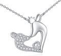 wholesale 925 Sterling Silver Cat with Crown and Heart Pendant Necklace-0-0