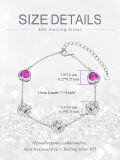 wholesale 925 Sterling Silver Heart-Shaped Pink Stone & Rose Flower Charm Adjustable Bracelet Gift for Women and Girls-0-1