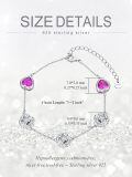 wholesale 925 Sterling Silver Heart-Shaped Pink Stone & Rose Flower Charm Adjustable Bracelet Gift for Women and Girls-0-1