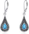 wholesale 925 Sterling Silver Turquoise Teardrop Filigree Heart Drop Earrings-0-0