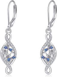wholesale 925 Sterling Silver Blue Crystal Dragonfly Drop Earrings for Women-Dragonfly earrings