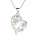 wholesale 925 Sterling Silver & 925 Sterling Silver with Yellow Gold Plating Daisy Flower Pendant Necklaces Wholesale for Women Girls s - F-G Color Cubic Zirconias and I1-I2 Clarity-0-0