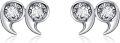 wholesale 925 Sterling Silver Cubic Zirconia Moon Stud Earrings Hypoallergenic s for Women Girls-0-0