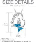 wholesale 925 Sterling Silver Mermaid Blue Enamel Pendant Necklace for Women-0-3