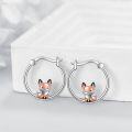 wholesale 925 Sterling Silver Fox Hoop Earrings - Cute Small  for Women & Girls-0-2