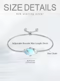 TOUPOP 925 Sterling Silver Gemstone Link Bracelet Adjustable Fine Jewelry-0-5