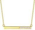 wholesale 14K Yellow Gold Cubic Zirconia Bar Pendant Necklace for Women-0-5
