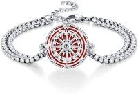 wholesale Sterling Silver Nautical Compass Bracelet for Women Adjustable Inspirational Gift-Red