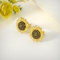 wholesale 925 Sterling Silver Gold Plated Black Crystal Sunflower Stud Earrings - You Are My Sunshine Gift for Women & Mom-0-1