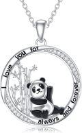 wholesale TOUPOP Mothers Day Gifts For Mom Panda Necklace Sterling Silver Panda Bear Necklace Bamboo Heart Pendant Engraved I Love You For Always And Forever Animal Jewelry For Women -0-0