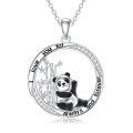 TOUPOP Sterling Silver Panda Necklace Bamboo Heart Pendant-0-0