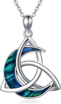 wholesale 925 Sterling Silver Abalone Shell Triquetra Pendant Necklaces for Women and Men-B-Abalone Moon Necklace