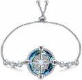 wholesale TOUPOP Christmas Gifts For Wife Compass Bracelet Anklet 925 Sterling Silver Celtic Knot Bracelets For Women Compass Jewelry With Blue Crystal Graduation Gifts For Sisters Daughter Wife -0-0