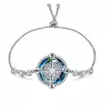 TOUPOP Sterling Silver Blue Crystal Celtic Knot Compass Bracelet Anklet Jewelry Gifts-0-0