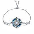 TOUPOP Sterling Silver Blue Crystal Celtic Knot Compass Bracelet Anklet Jewelry Gifts-0-0