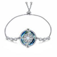 TOUPOP Sterling Silver Blue Crystal Celtic Knot Compass Bracelet Anklet Jewelry Gifts-undefined
