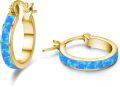 wholesale 925 Sterling Silver Blue Fire Opal Huggie Hoop Earrings for Women-0-0
