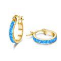 wholesale 925 Sterling Silver Blue Fire Opal Huggie Hoop Earrings for Women-0-0