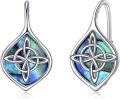 wholesale 925 Sterling Silver Abalone Shell Celtic Trinity Knot Leverback Earrings Triquetra Tree of Life s for Women Girls-0-0
