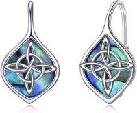 wholesale 925 Sterling Silver Abalone Shell Celtic Trinity Knot Leverback Earrings Triquetra Tree of Life s for Women Girls-witch knot-witch knot
