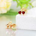 wholesale 14K Gold Pineapple Stud Earrings with Heart Pattern for Women - Cute Fruit  Ideas-0-2