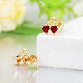 wholesale 14k Gold Pineapple Heart Design Stud Earrings For Women-0-2
