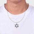 wholesale 925 Sterling Silver Star of David Pendant for Men's Necklaces with Rope Chain 3mm Length: 64cm/Lengths Available from 7 to 8 inches (Silver Tone)-0-3